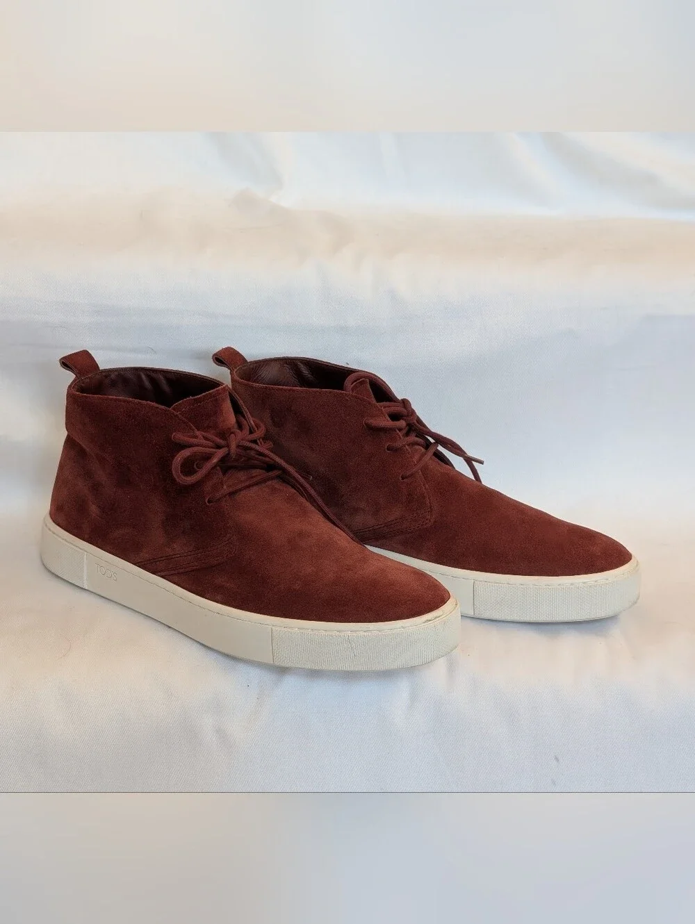 Tod’s Men’s Suede Chukka Boots Burgundy Made in Italy Size 8.5
